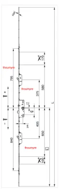 Serrure MACO G-TS E92 DM 2 crochets + 2 galets Is