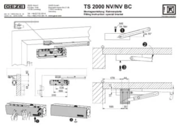 Bras à compas GEZE TS 4000 et 2000
