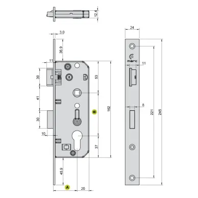 serrure marc ZK40 hormann tubauto pêne demi-tour en pvc gris