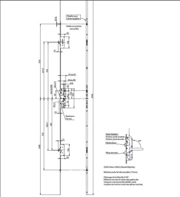 Serrure VACHETTE assaabloy 20500 RB90 axe 50-70 galets crochets