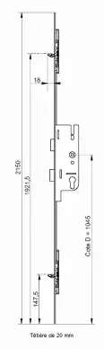 Serrure GU ferco TRIPAC 50/70 6-32298-RT-0-0 F 3 points - 2