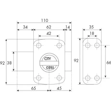 Verrou de sureté ISEO CITY CAVITH 4115 à bouton - 3 CLES - 2