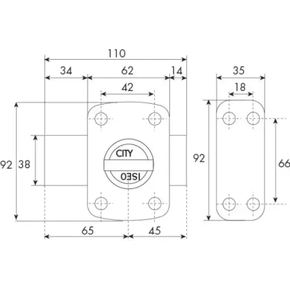 Verrou de sureté ISEO CITY CAVITH 4115 à bouton - 3 CLES