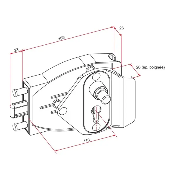 Serrure EE TIRARD pour porte de garage coulissante
