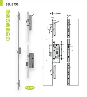 Serrure MARC 756  à rouleau 756-50/70 avec micro switch
