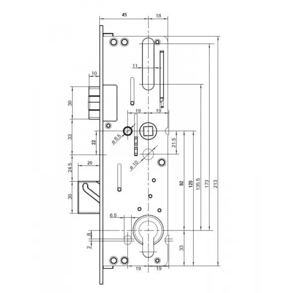 Serrure ROTO C600 45/92/8 4V manœuvre à clé