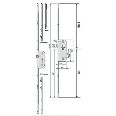 Serrure DECENA GU FERCO 50/70  2 galets ajustable haut +bas