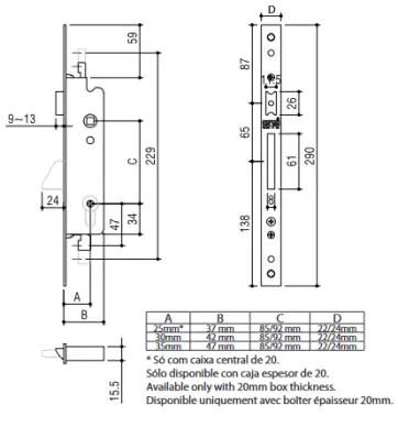 Serrure 1 point à cylindre européen GNS-7798
