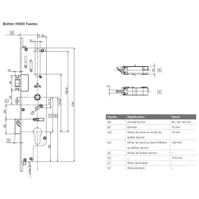 Serrure ROTO H600 Fasteo EA70 4 galets  à relevage - 3