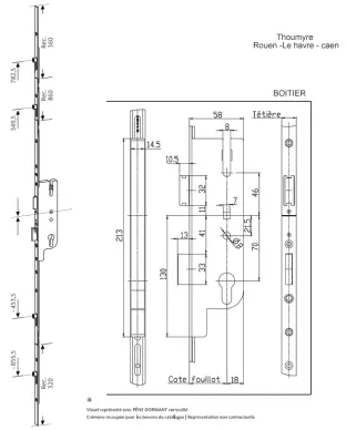Serrure GU FERCO EUROPA 6-32298-RR-0-0-F 4 galets 50/70