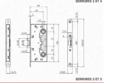 Serrure ISEO porte coupe-feu 216120654-pêne de fermeture