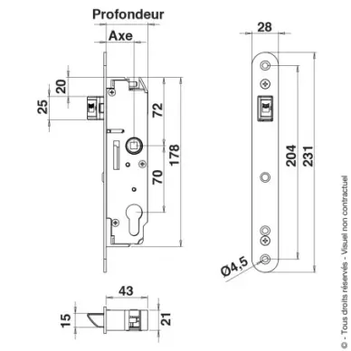 Serrure multifonction PORTAC à encastrer à réglage en façade - 2