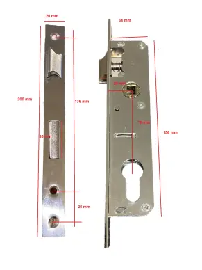 Serrure de portail portillon axe 20/70 mm