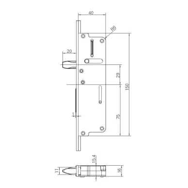 Serrure ROTO SKG H650 35/92/8 2 goujons 2003502