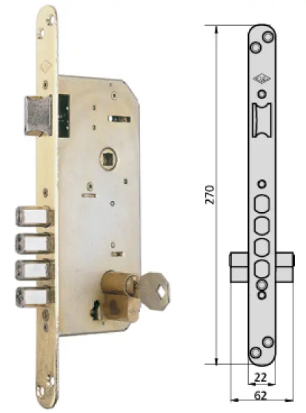 Serrure de sécurité CVL série 4000 pêne boutons Axe 50/80 mm