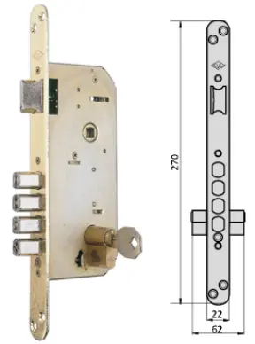 Serrure de sécurité multipoints à pêne boulons Axe 85