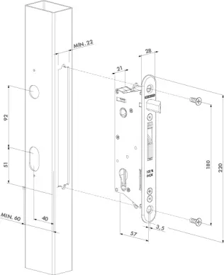 Serrure LOCINOX SIXTYLOCK Portail à encastrer