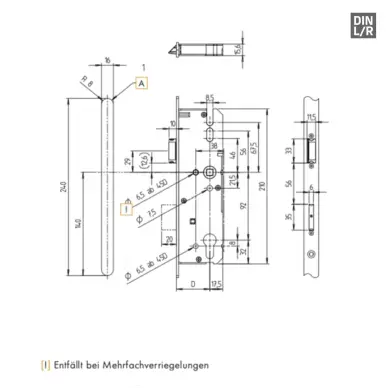 Serrure KFV boitier de remplacement Central 92 RHS RS1000SL