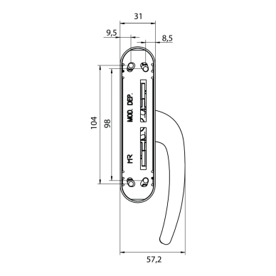 Poignée de fenêtre M23/33 MR ASSA ABLOY