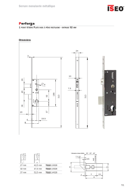 Serrure pour porte d'entrée Performa ISEO 1 point Axe 30/Entraxe 92