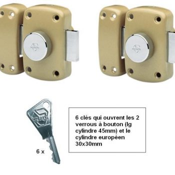 Ensemble de 2 verrous à bouton s'entrouvrant