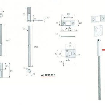 JEU DE 2 TRINGLES FILETEES PUR SERRURE 3 POINTS