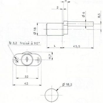 SERRURE A ENTRAINEMENT - D18mm - 2 CLES