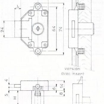 SERRURE ESPAGNOLETTE A25 C16.5 - 2 CLES