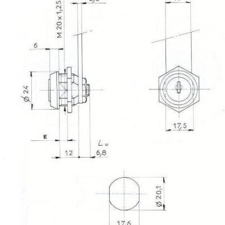 SERRURE BATEUSE L12mm / D20 - 2 CLES