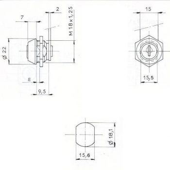SERRURE BATTEUSE A ECROU L14.5/D18- 2 CLES