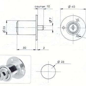 POUSSOIR ROND L30/D23mm - 2 CLES