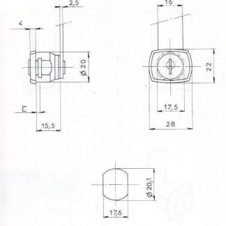 SERRURE BATTEUSE CARRE L18/D20 - 2 CLES