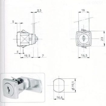 SERRURE BATTEUSE A TETE CARRE - 2 CLES