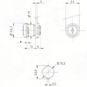 SERRURE BATTEUSE -165CHE- 2 CLES