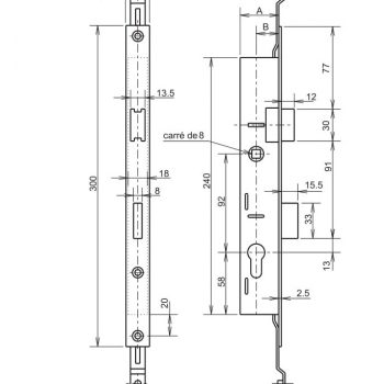 Serrure Stremler 3 points axe 30 coffre 45