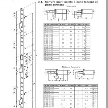 SERRURE SOBINCO 8431-U22-30 POUR MENUISERIE REYNAERS