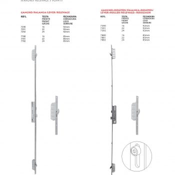 serrure GNS 7781 axe 35/85 2 crochets