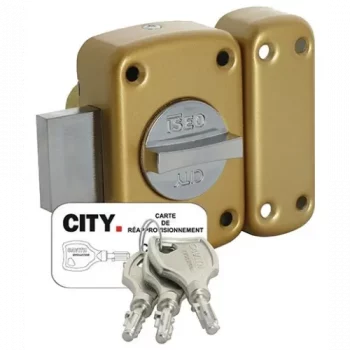 Verrou CITY CAVITH iseo 4115 à bouton - 3 CLES