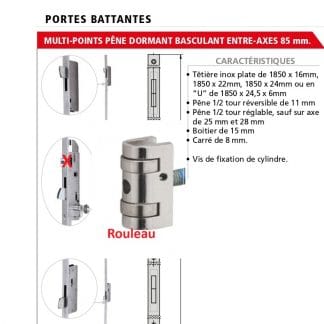 Serrure-3-points-CVL-a-rouleau-reglable-pene-dormant