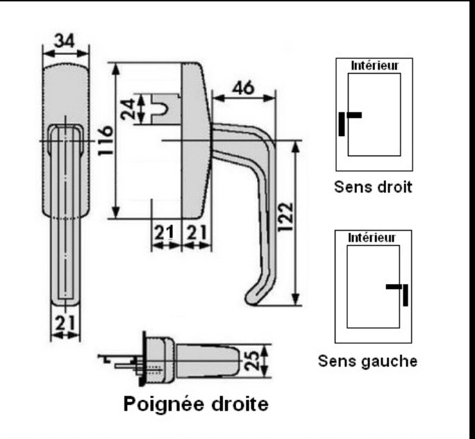 Poignée GU spacio pour fenetre une fourche G46551