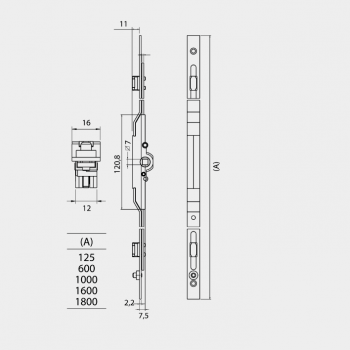 Crémone MR F7,5 multipoints pour fenêtre/porte fenêtre