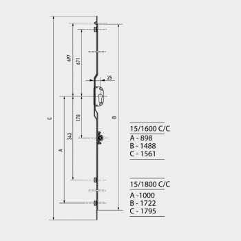 Crémone F15 à cylindre multipoints MR pour fenêtre et porte fenêtre