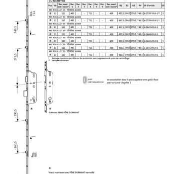 Serrure GU FERCO SECURY 45/92 4 galets 6-32006-01-0-1-B