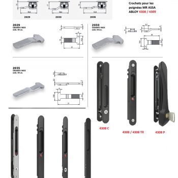 Crochets pour poignée MR ASSA ABLOY 4308 et 4309_