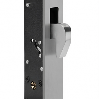 Serrure à crochet Levi 743CG pour porte coulissante métallique, modèle encastrable en acier