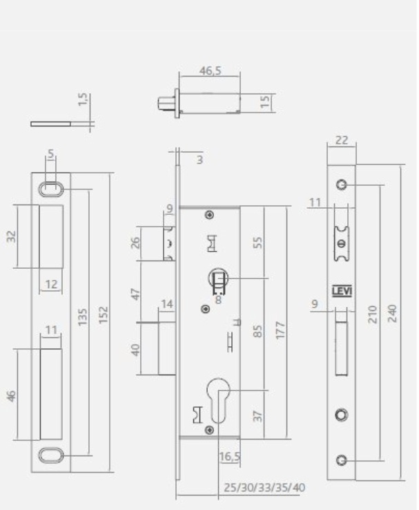 Serrure-1-point-LEVI-serie-742-entraxe-85-mm